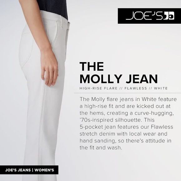 NWT $188 Joe’s Jeans WHITE The Molly high rise flare (bin 46) - Picture 4 of 10